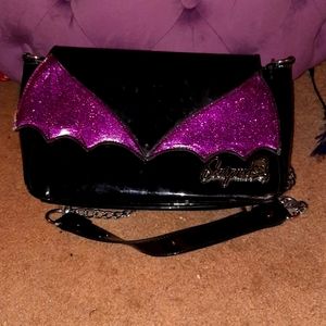 Sourpuss Black and Purple Batwing Purse